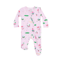 Golf Pros - Pink - 2 Way Zipper Ruffle Back Footie