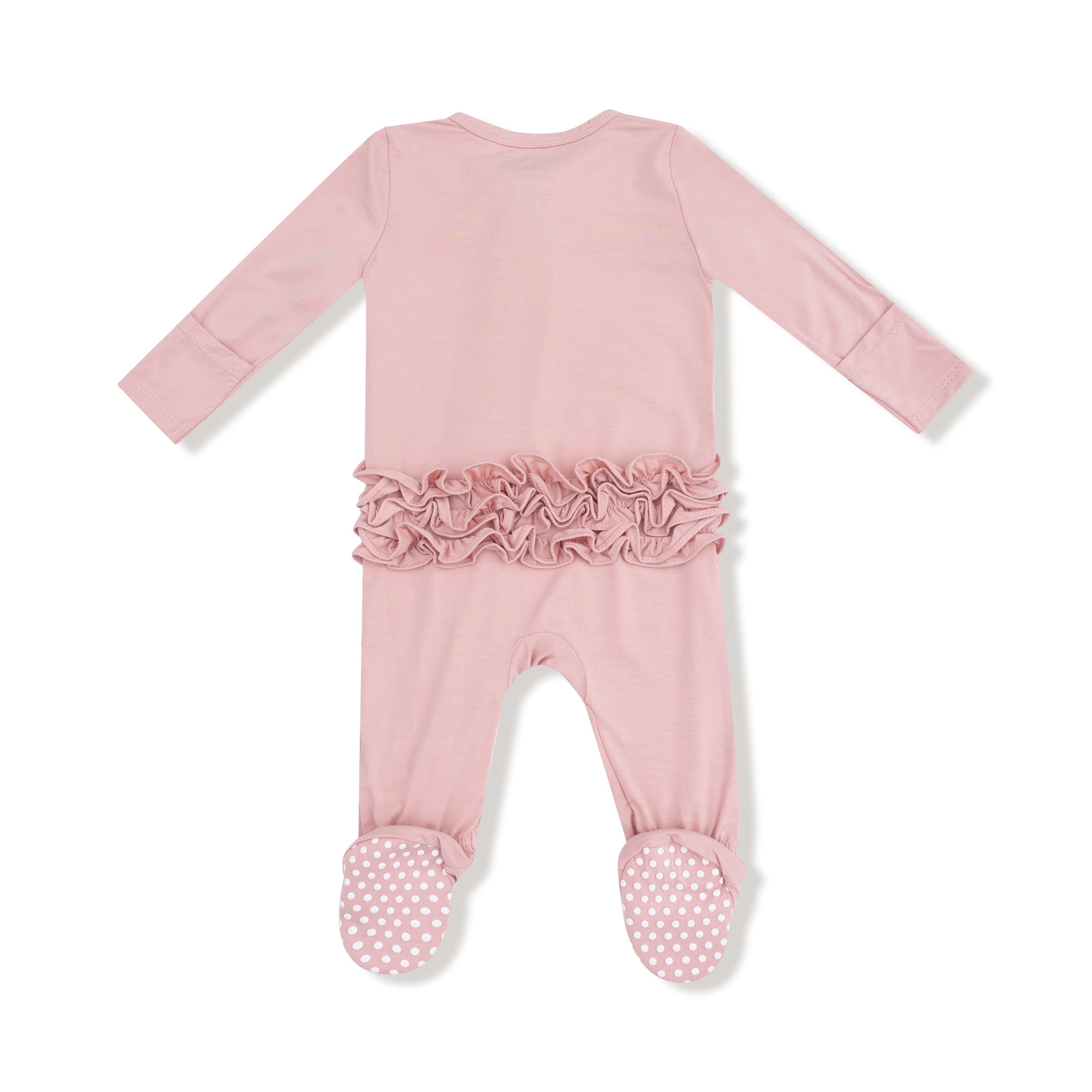 Mellow Rose - 2 Way Zipper Ruffle Back Footie