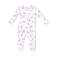 Bows and Hearts - 2 Way Ruffle Back Zipper Footie