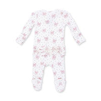 Bows and Hearts - 2 Way Ruffle Back Zipper Footie