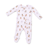 Bestie Dogs Pink - 2 Way Ruffle Back Zipper Footie