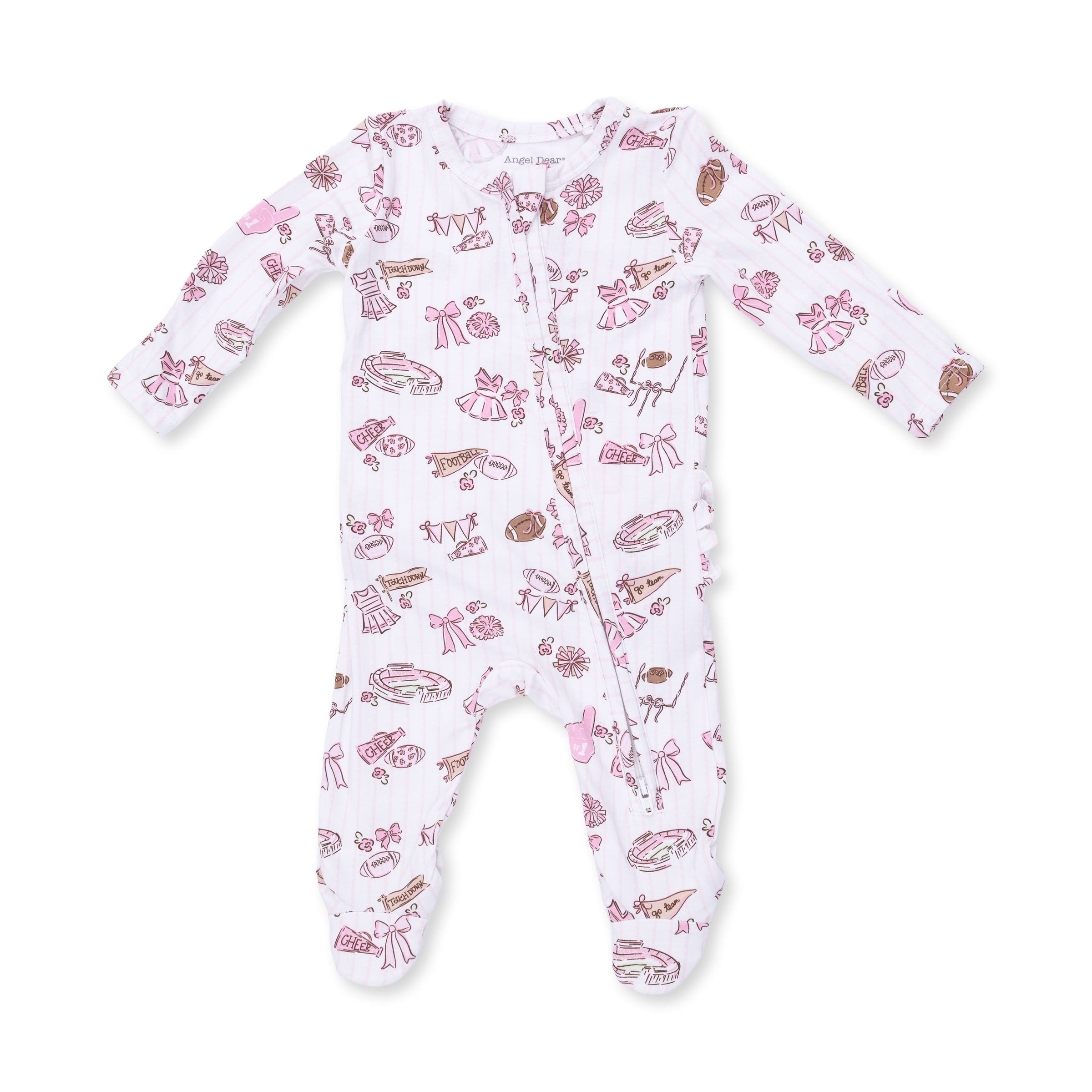 Football Cheer Nursery - 2 Way Ruffle Back Zipper Footie