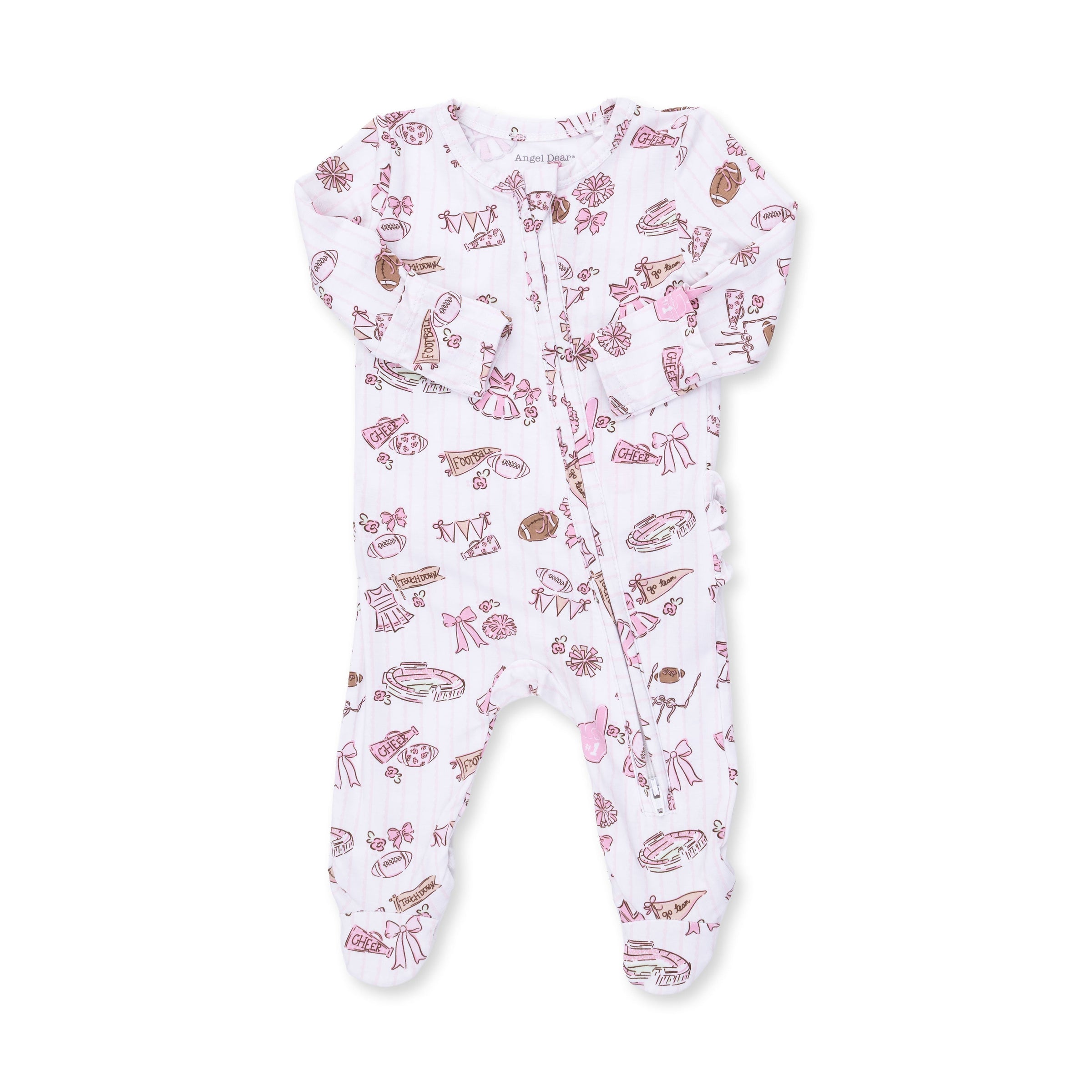 Football Cheer Nursery - 2 Way Ruffle Back Zipper Footie