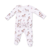 I Love Horses - 2 Way Ruffle Back Zipper Footie
