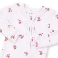 Mini Football Hearts - 2 Way Ruffle Back Zipper Footie