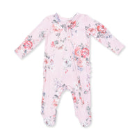 Painterly Rose Bouquets - 2 Way Ruffle Back Zipper Footie