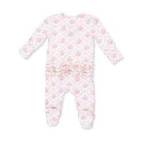 Rose Bow Lattice - 2 Way Ruffle Back Zipper Footie
