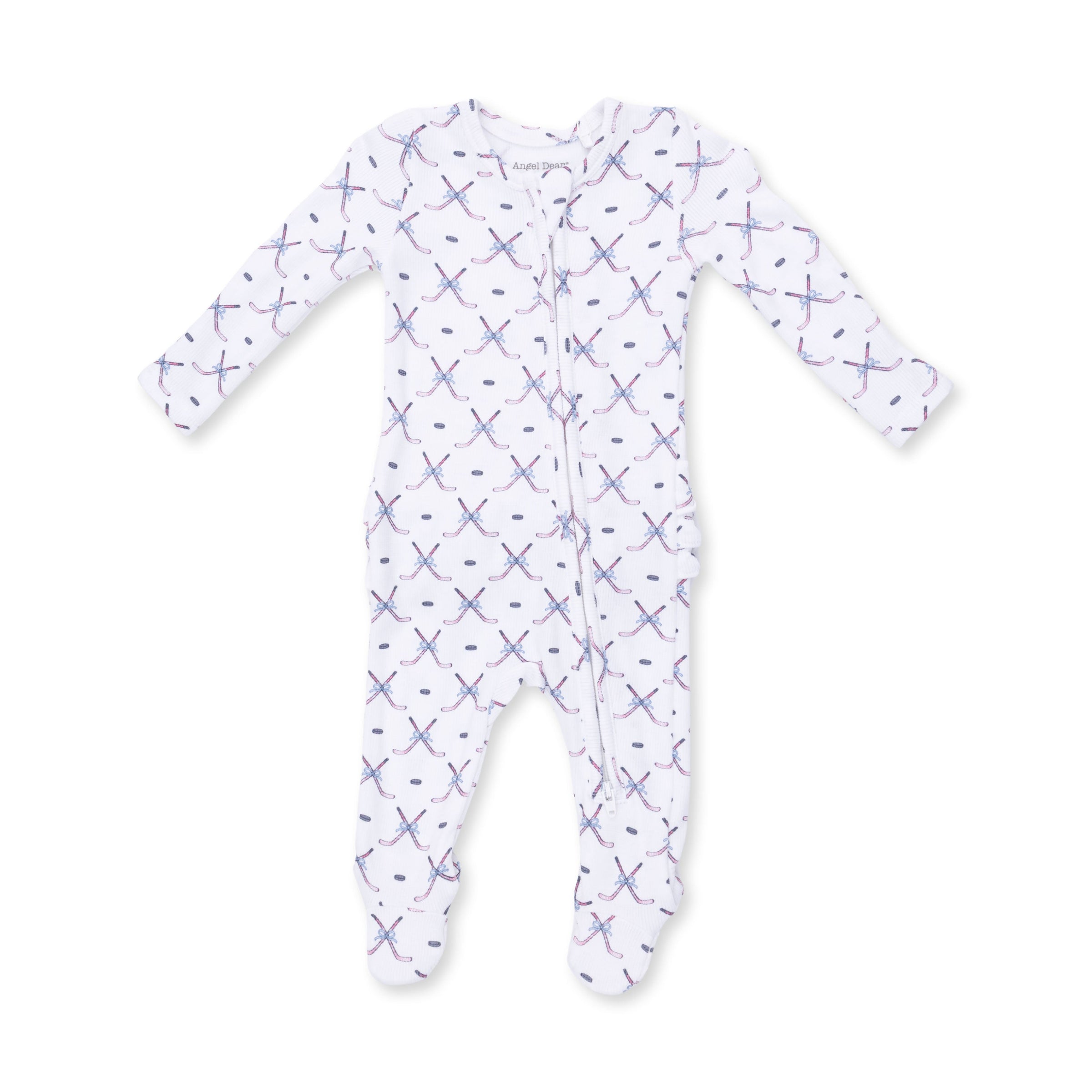 Simple Hockey Pink - 2 Way Ruffle Back Zipper Footie