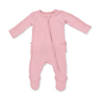 Solid Mellow Rose - 2 Way Ruffle Back Zipper Footie