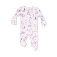Fancy Hounds with Bows - 2 Way Ruffle Back Zipper Footie
