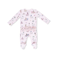 Fancy Hounds with Bows - 2 Way Ruffle Back Zipper Footie