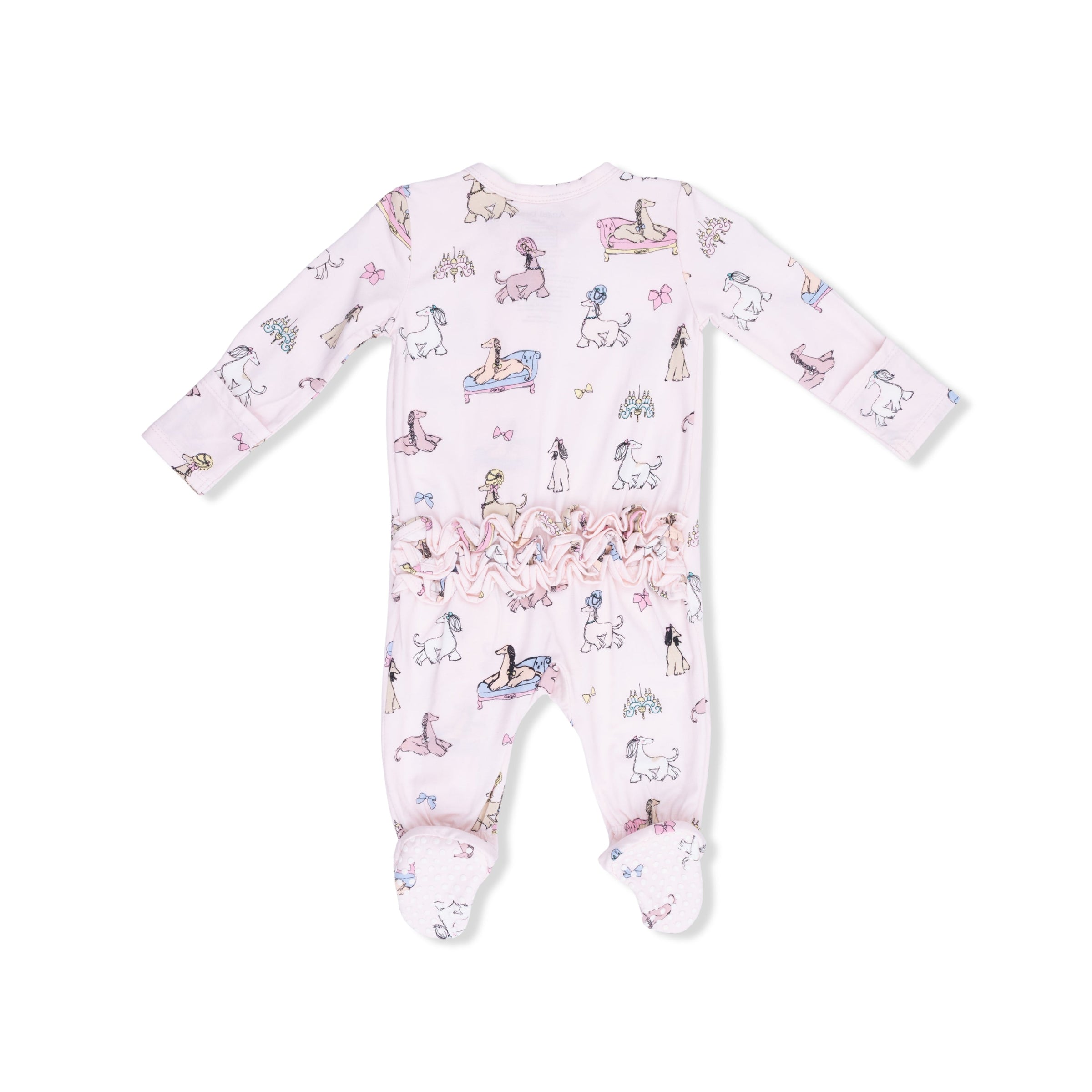 Fancy Hounds with Bows - 2 Way Ruffle Back Zipper Footie