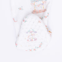 Carousel with Bows - 2 Way Ruffle Back Zipper Footie