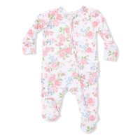 Cute Little Roses - 2 Way Ruffle Back Zipper Footie