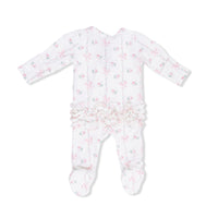 Dainty Buds and Bows - 2 Way Ruffle Back Zipper Footie