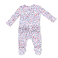 Elizabeth's Garden - 2 Way Ruffle Back Zipper Footie & Swaddle Blanket Set