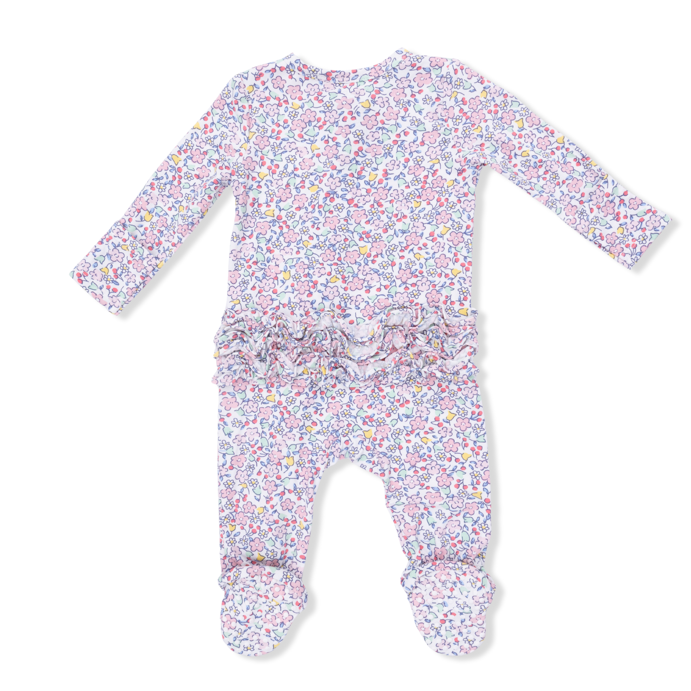 Elizabeth's Garden - 2 Way Ruffle Back Zipper Footie & Swaddle Blanket Set