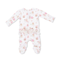 Easter Egg Hunt Pink - 2 Way Ruffle Back Zipper Footie