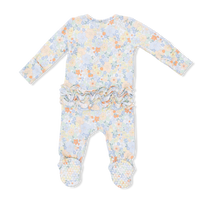 Georgia Floral - 2 Way Ruffle Back Zipper Footie & Headband Set