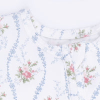 Heirloom Rose Stripe - 2 Way Ruffle Back Zipper Footie
