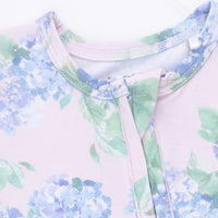 Hydrangeas - 2 Way Ruffle Back Zipper Footie