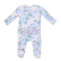 Hydrangeas - 2 Way Ruffle Back Zipper Footie