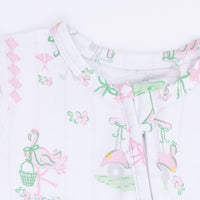 Pretty Golf - 2 Way Ruffle Back Zipper Footie & Bandana Bib Set