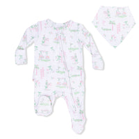 Pretty Golf - 2 Way Ruffle Back Zipper Footie & Bandana Bib Set