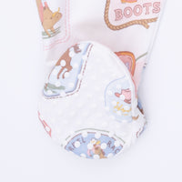 Rodeo Patches Pink - 2 Way Ruffle Back Zipper Footie