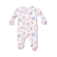 Rodeo Patches Pink - 2 Way Ruffle Back Zipper Footie