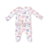 Rodeo Patches Pink - 2 Way Ruffle Back Zipper Footie