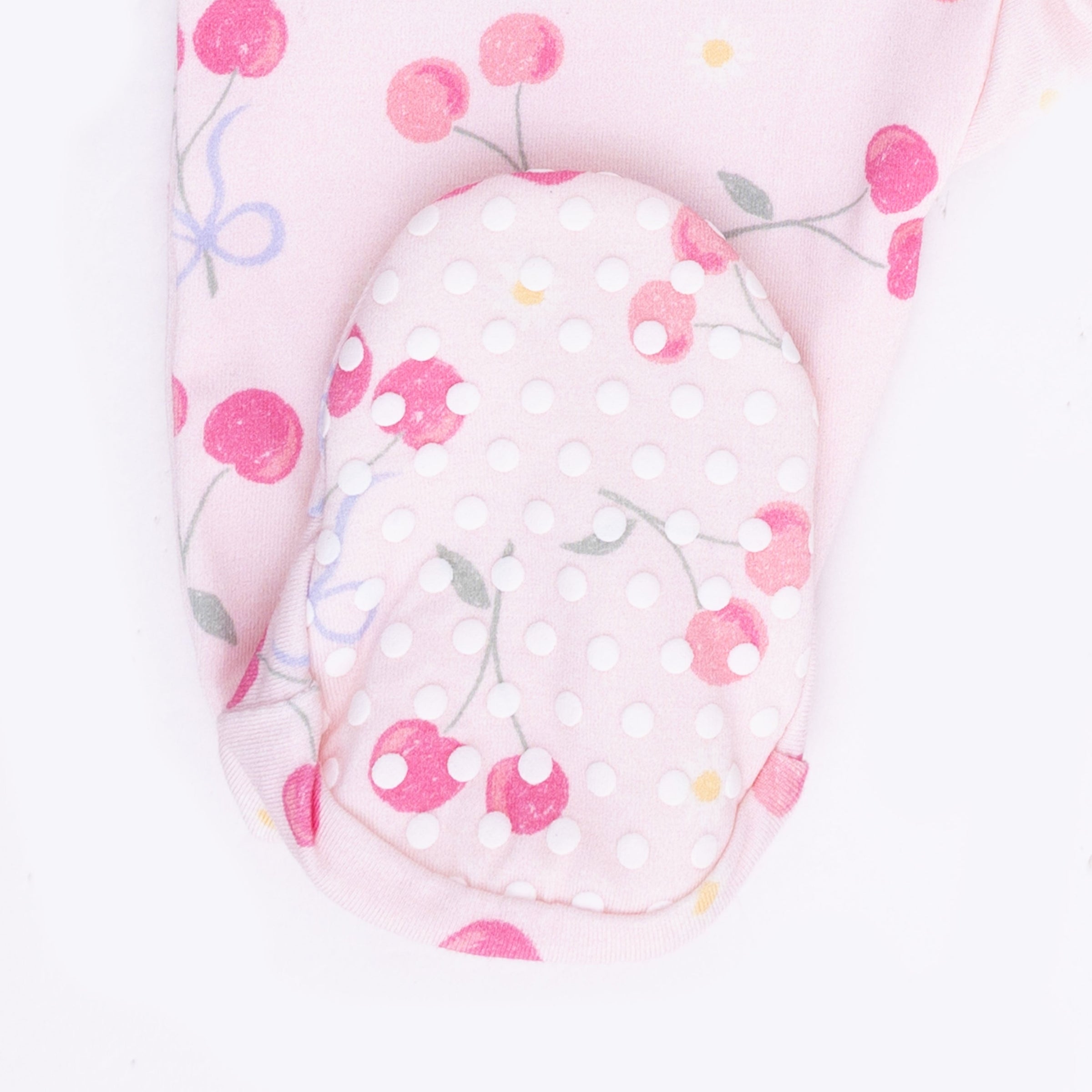 Sweet Bow Cherries - 2 Way Ruffle Back Zipper Footie