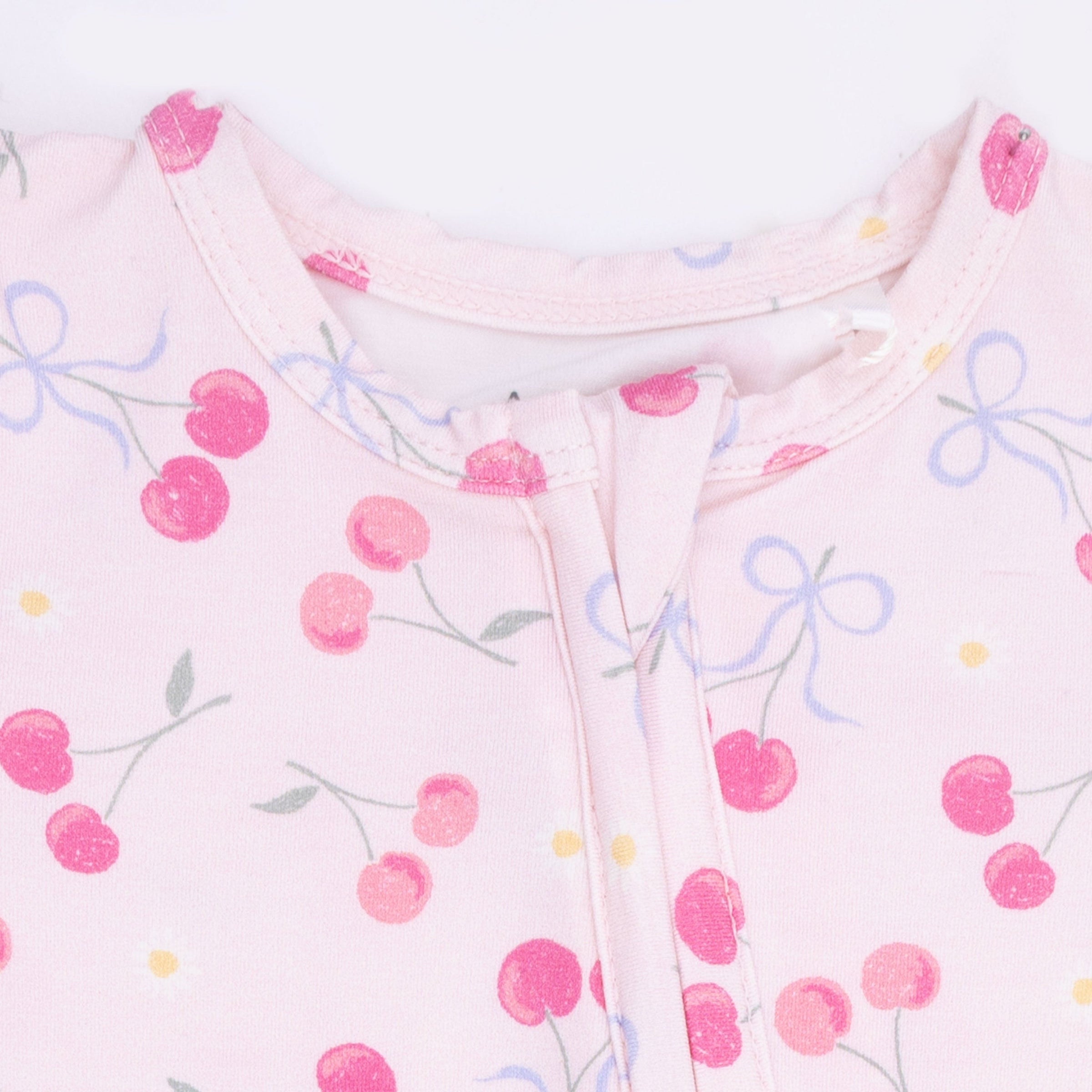 Sweet Bow Cherries - 2 Way Ruffle Back Zipper Footie
