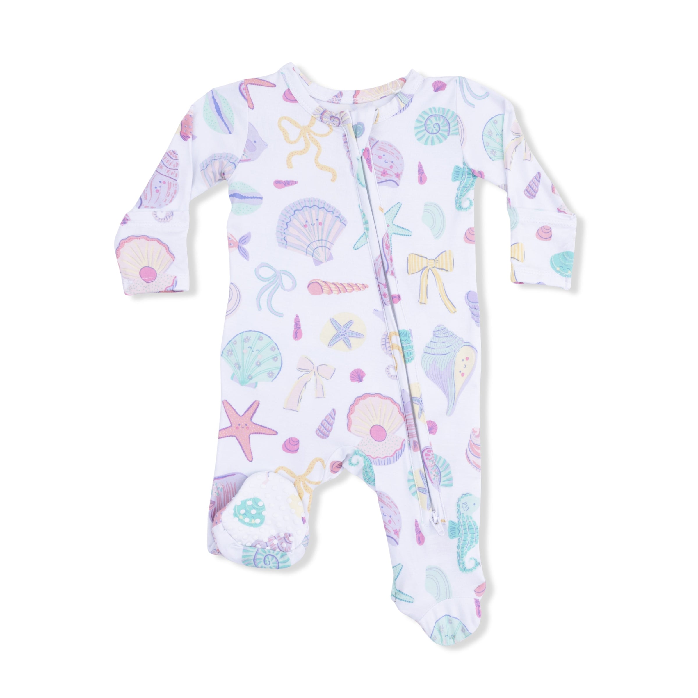Beach Days - 2 Way Ruffle Back Zipper Footie