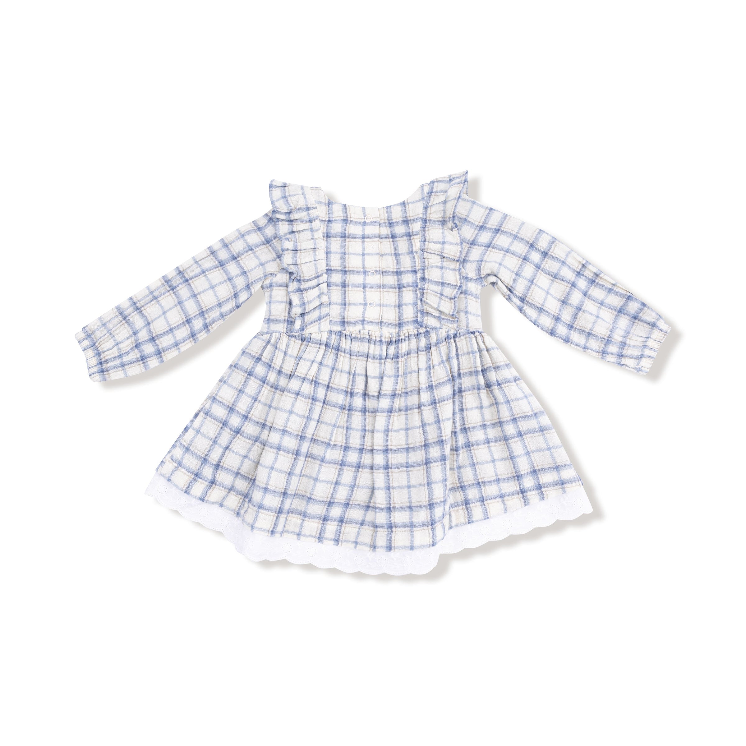 Blue Plaid - Long Sleeve Dress and Bloomer (2T to 4T Dress Only)
