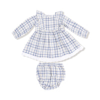 Blue Plaid - Long Sleeve Dress and Bloomer (2T to 4T Dress Only)
