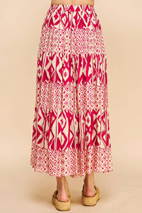 Val Geo Print Tiered Maxi Skirt