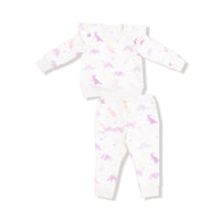 Soft Dinos- Purple - Ruffle Sweatshirt and Jogger Pant