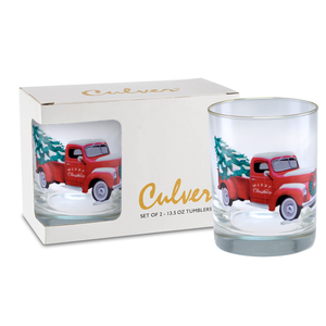 Holiday Truck Drinkware Set of 2 Glasses