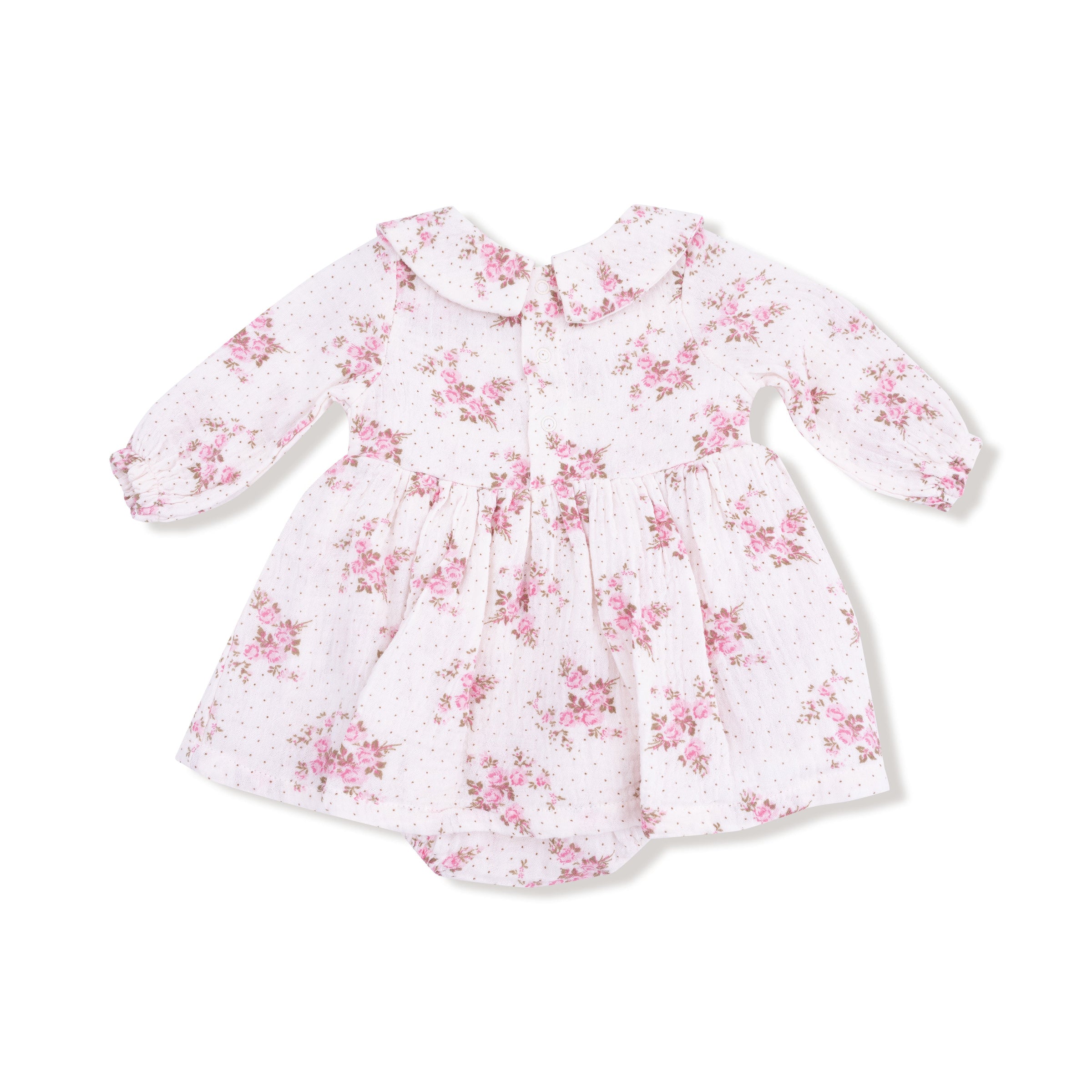 Belle Rosette Dot - Long Sleeve Peter Pan Collar Bubble with Skirt