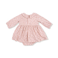 Carrie Floral Pink - Long Sleeve Peter Pan Collar Bubble with Skirt