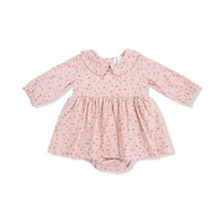 Carrie Floral Pink - Long Sleeve Peter Pan Collar Bubble with Skirt