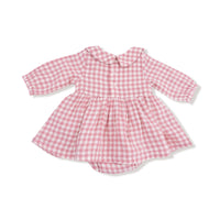 Rose Pink Plaid - Peter Pan Collar Bubble with Skirt