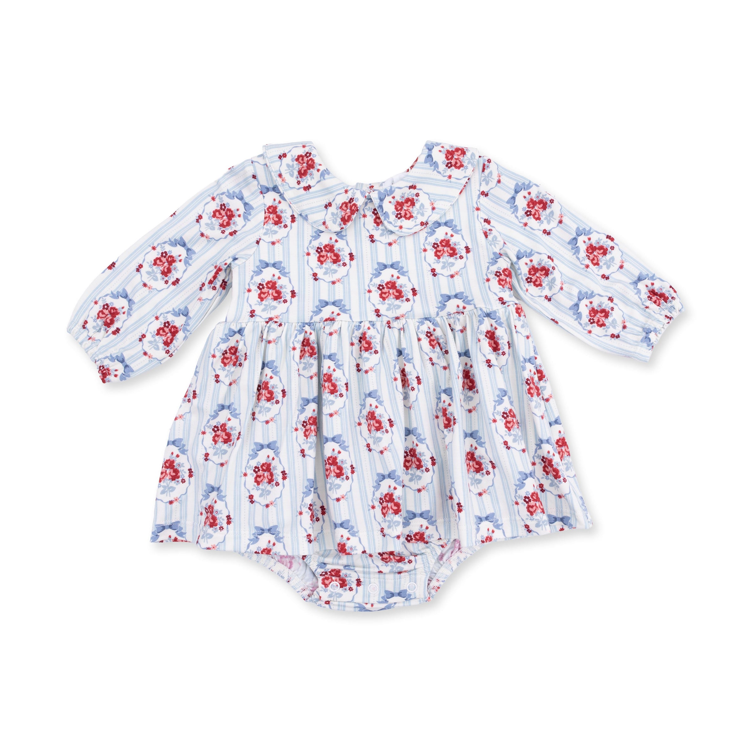 Beverly Cameo Stripe - Long Sleeve Bubble with Peter Pan Collar and Skirt