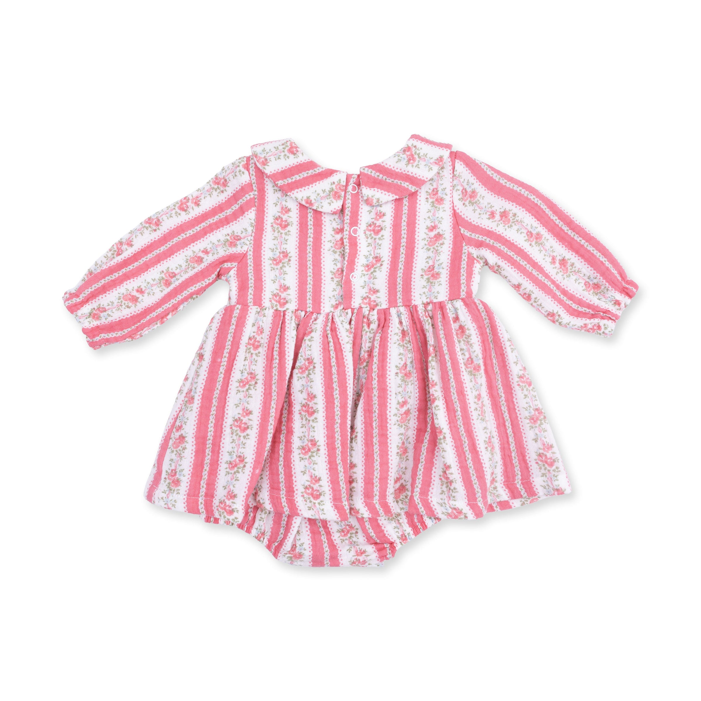 Suzie Floral Stripe - Long Sleeve Bubble with Peter Pan Collar and Skirt