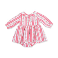 Suzie Floral Stripe - Long Sleeve Bubble with Peter Pan Collar and Skirt