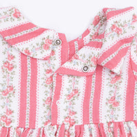 Suzie Floral Stripe - Long Sleeve Bubble with Peter Pan Collar and Skirt