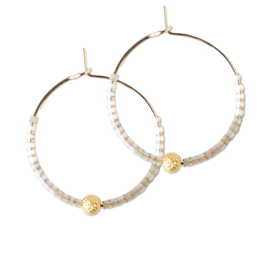 Sprinkles Hoop Earrings-Smoky Quartz/Gold