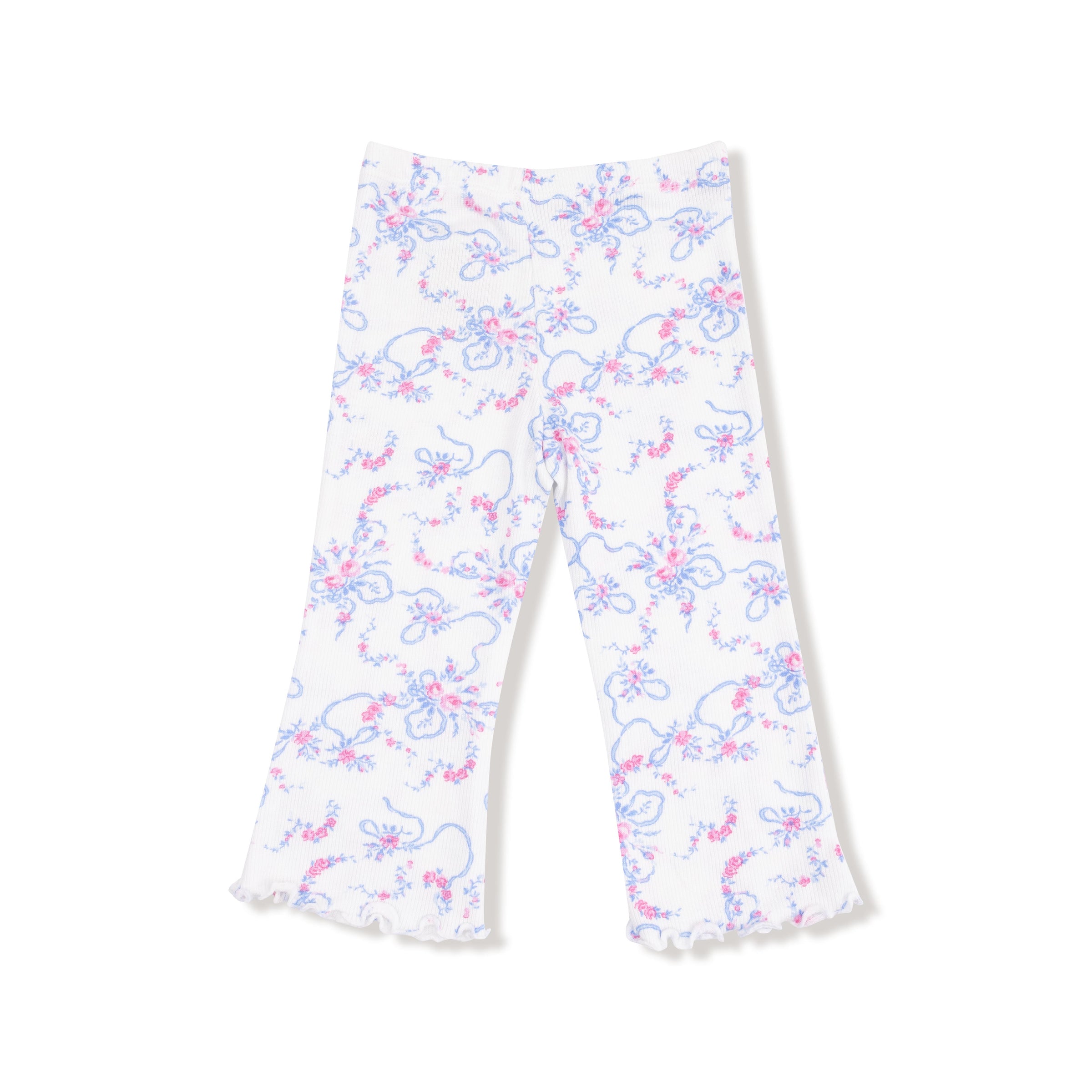 Ribbon Floral Fling - Ruffle Shoulder Shirt and Flare Pant