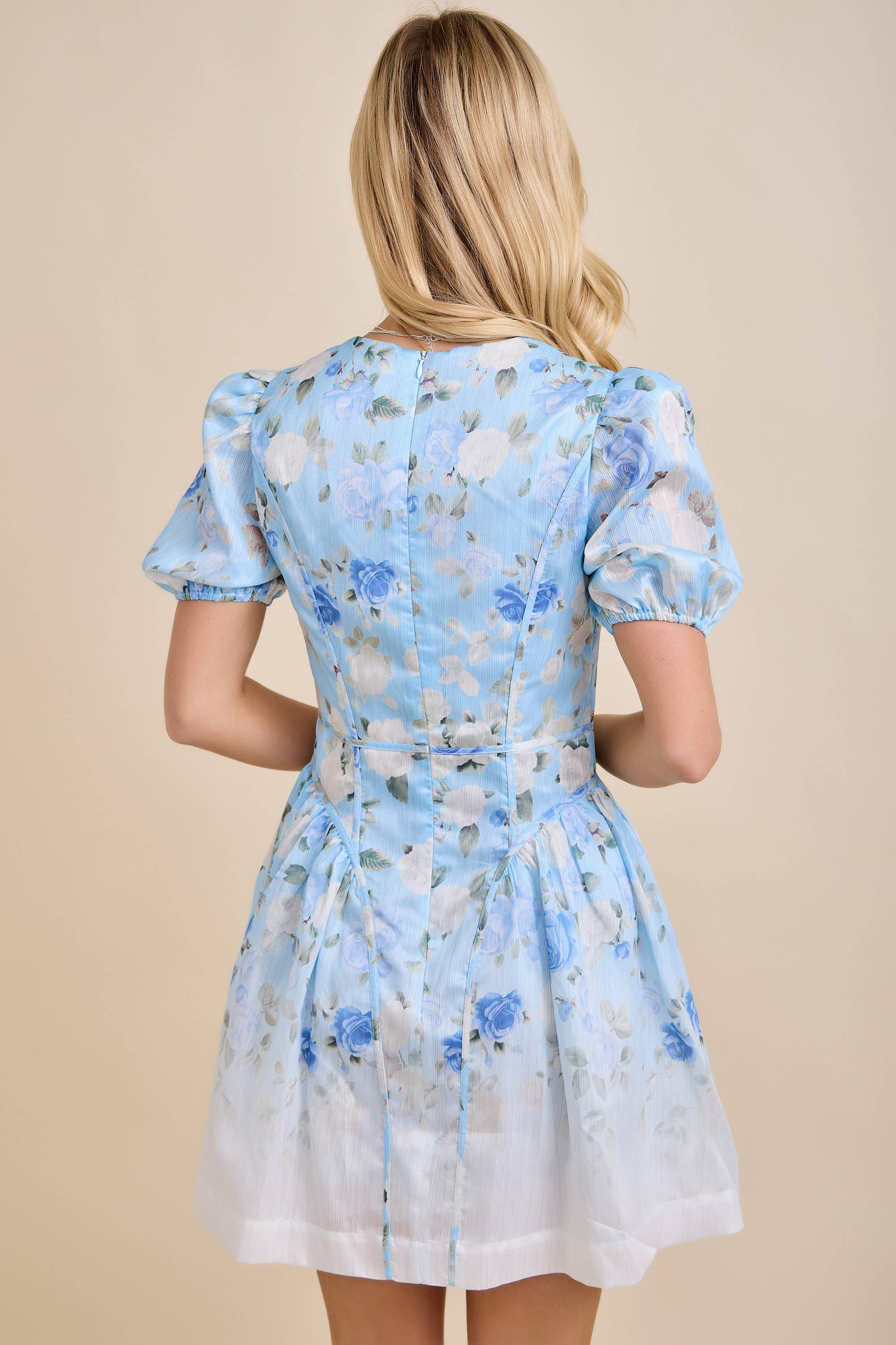 Audrey Floral Puff Sleeve Mini Dress